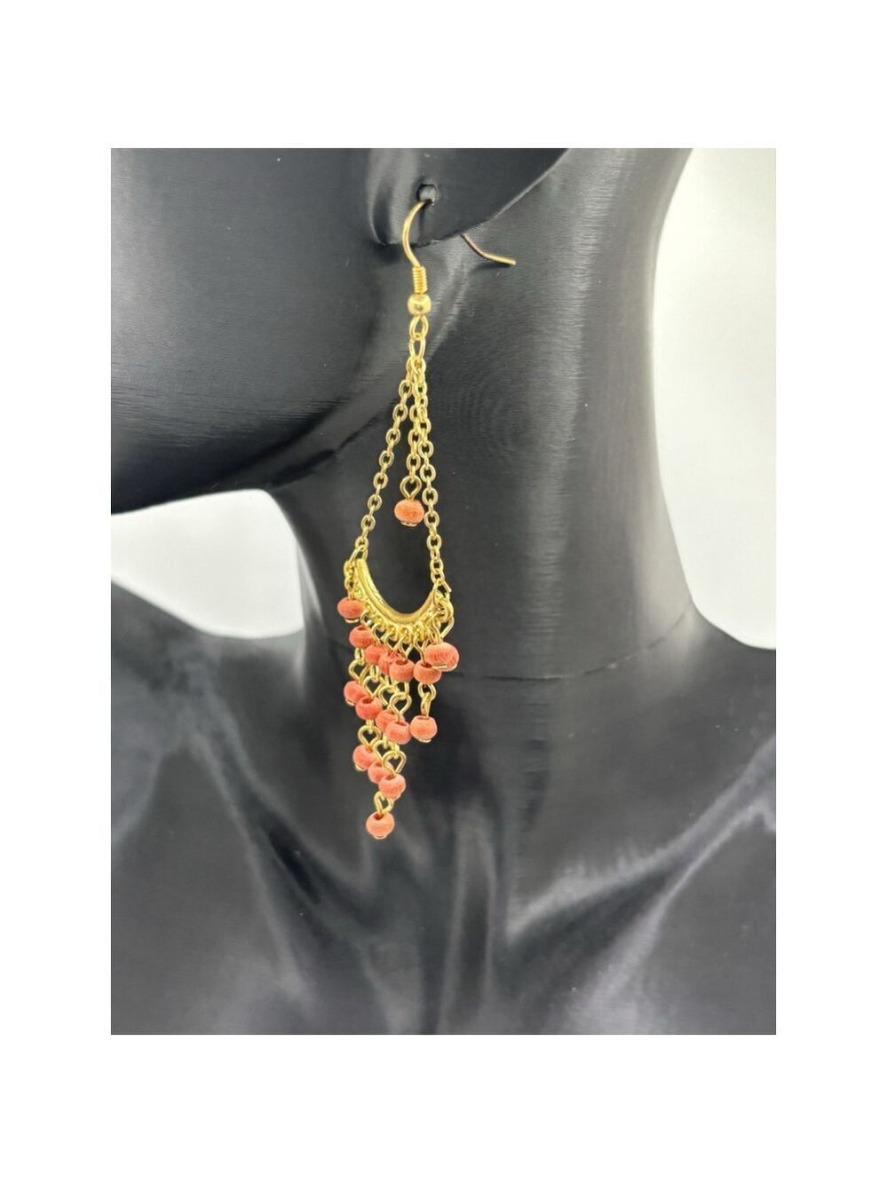 Gold Plated Dangle Beaded Earrings